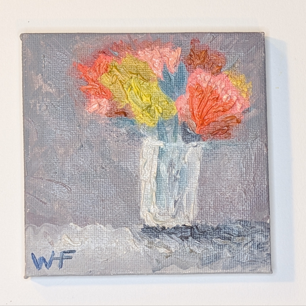 Vibrant Floral Oil On Canvas Mini Art ( SALE Firm ) - Picture 2 of 5